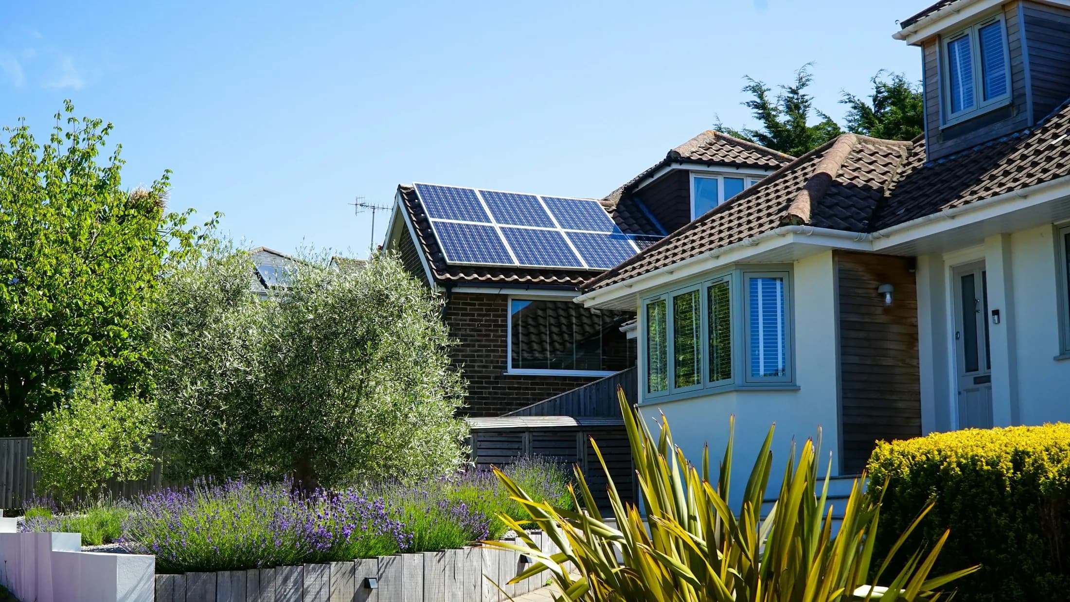 A home with solar panels on its roof